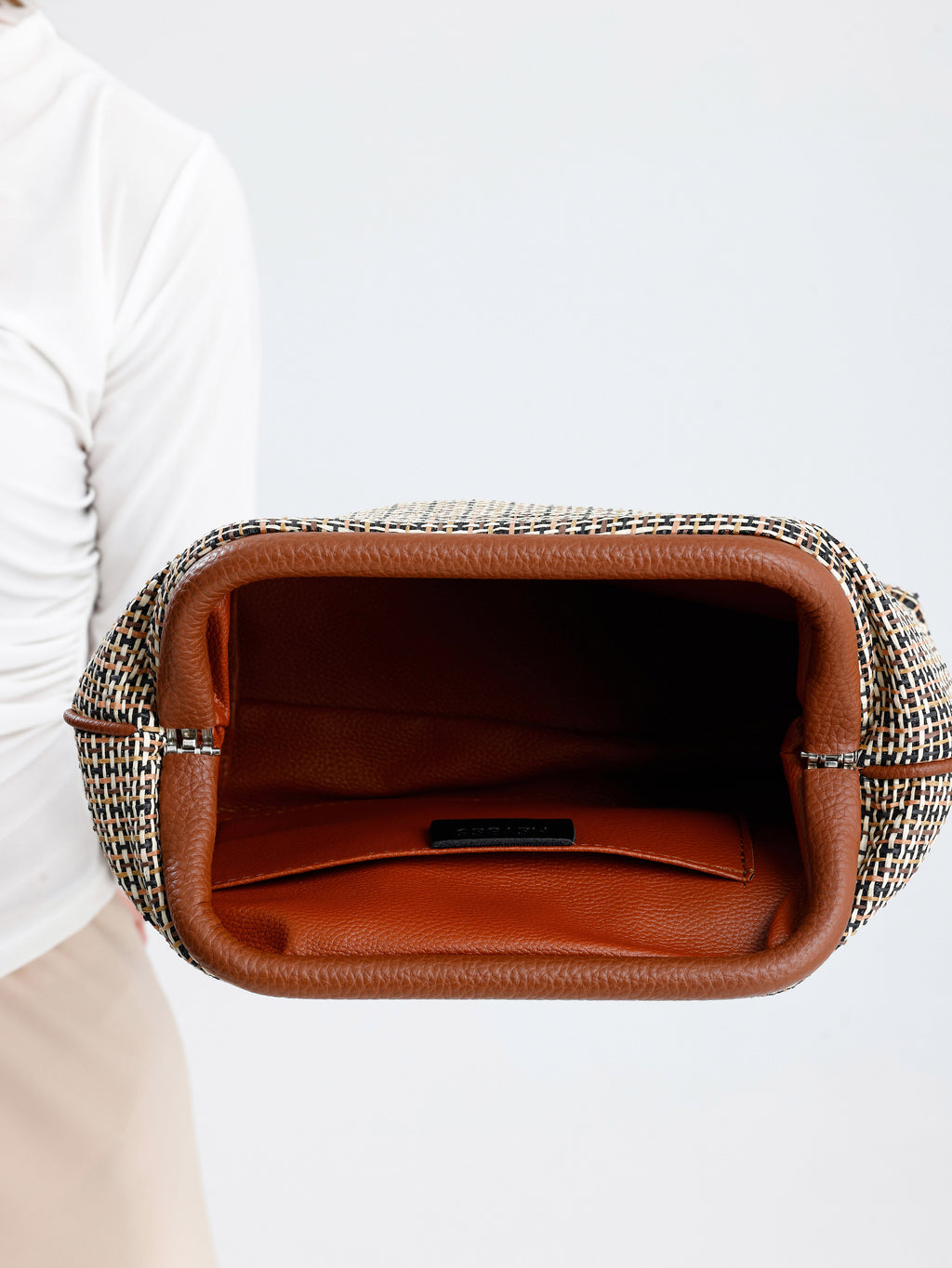 Heybes Kadın Çizgili Jüt Hasır Clutch El Çantası