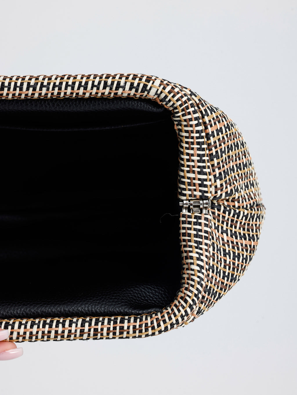 Heybes Kadın Çizgili Jüt Hasır Clutch El Çantası