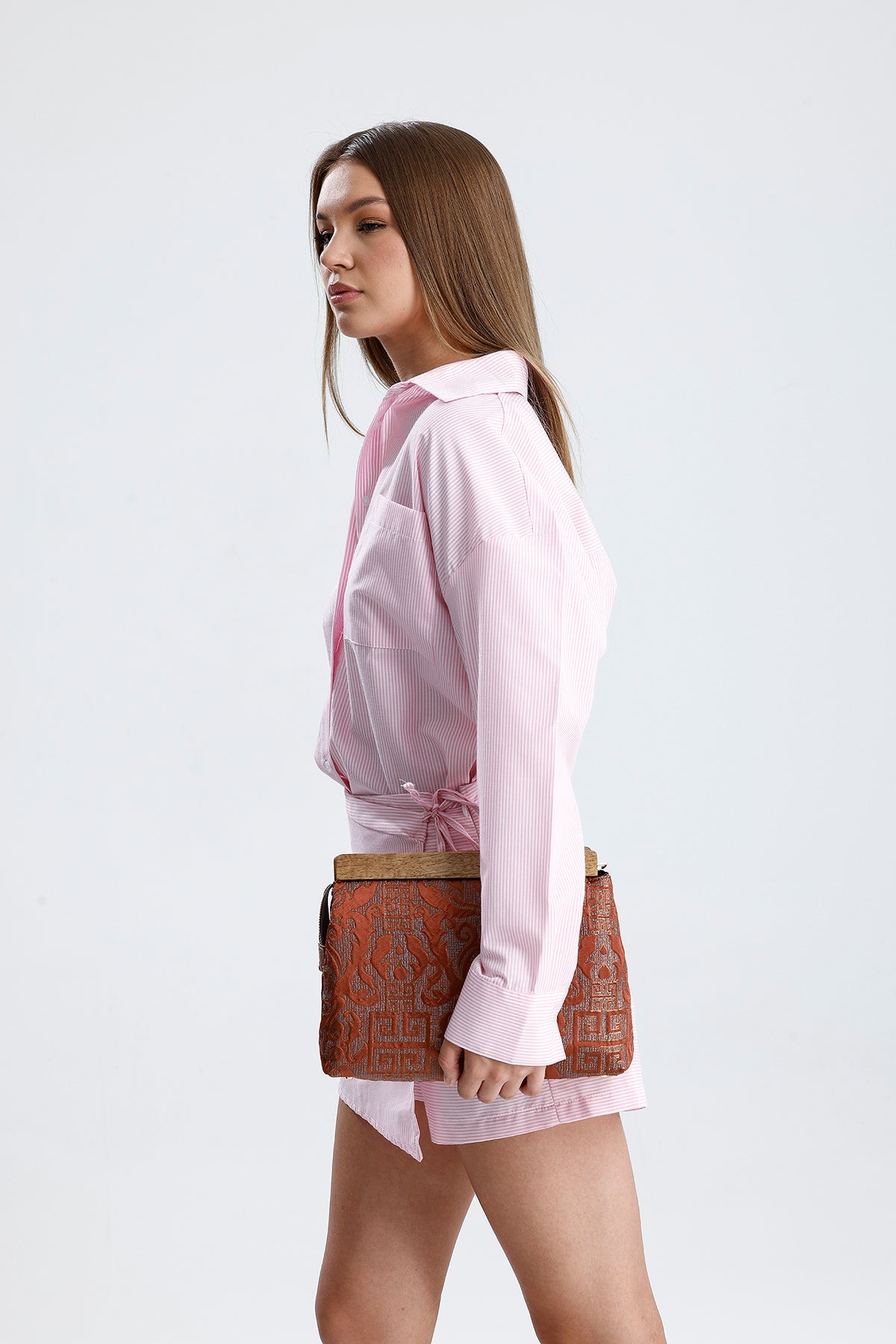 Heybes Kadın Otantik Desen Clutch Çanta