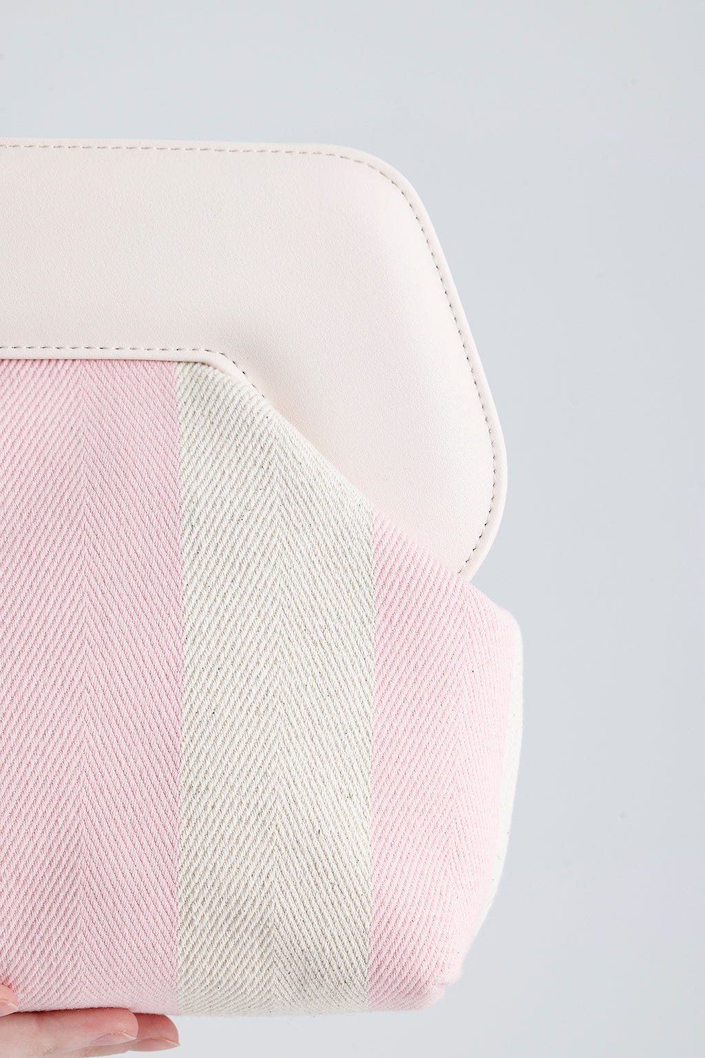 Heybes Kadın Çizgi Desenli Kanvas Clutch El Çantası