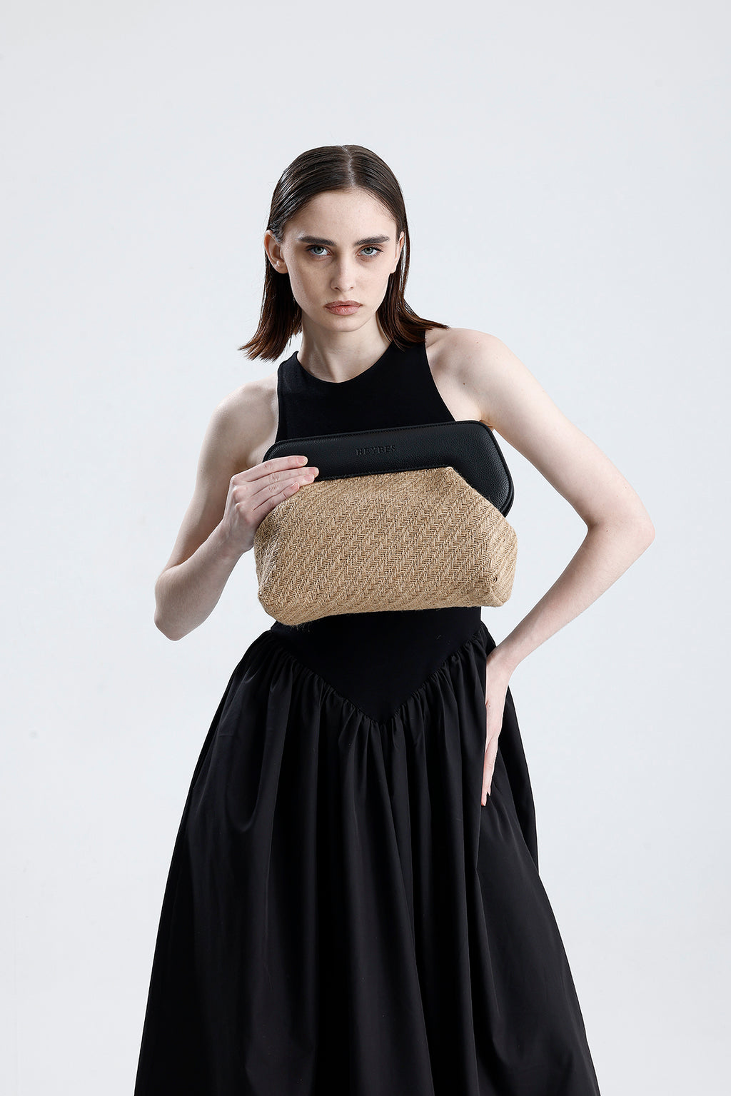 Heybes Kadın Çerçeveli Jüt Clutch El Çantası