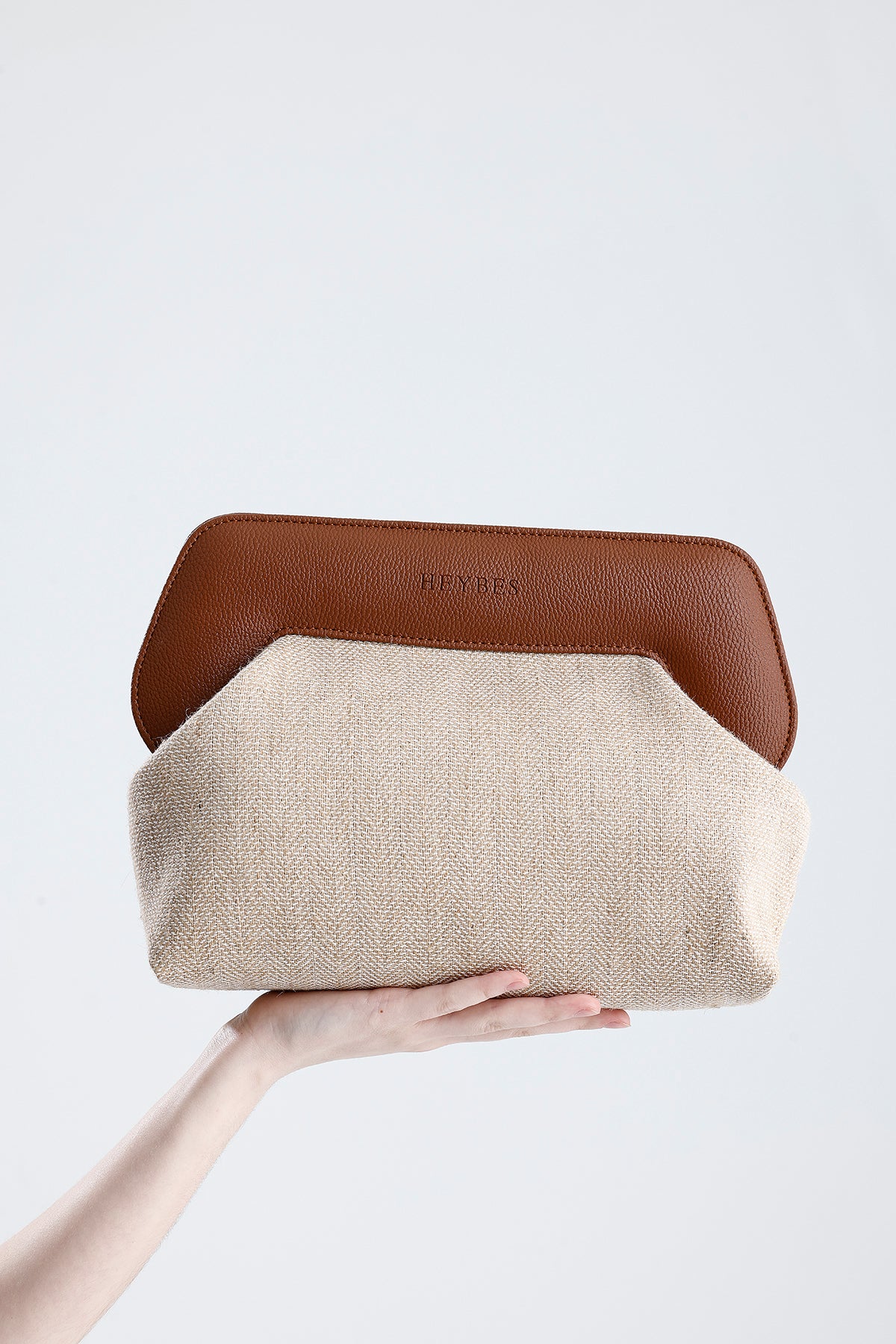 Heybes Kadın Çerçeveli Jüt Clutch El Çantası