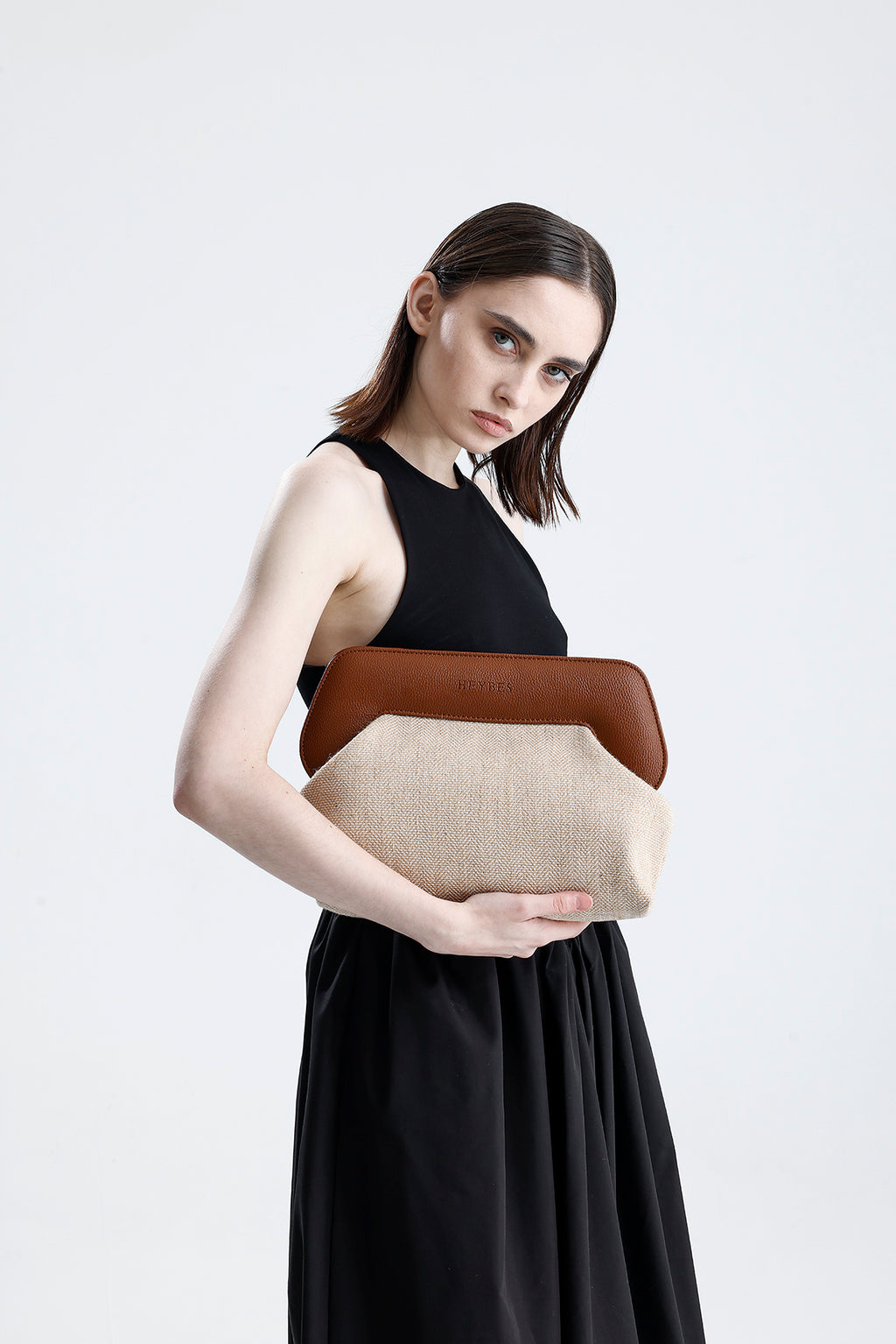 Heybes Kadın Çerçeveli Jüt Clutch El Çantası