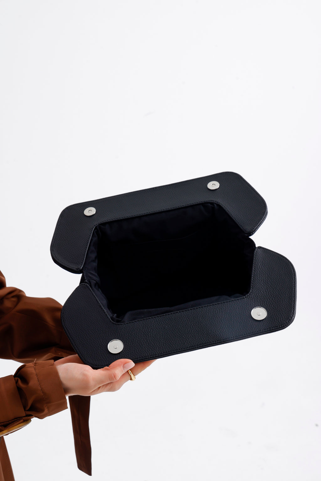 Heybes Kadın Deri Detaylı Süet Clutch El Çantası